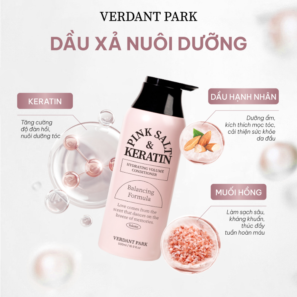 Dầu Gội VERDANT PARK 500ml muối hồng Himalaya Pink Salt AHA BHA Oil Control Volume Shampoo kiềm dầu phồng tóc | BigBuy360 - bigbuy360.vn