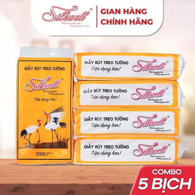 Giấy rút đa năng treo tường SIlkwell Sếu 350 tờ 2 lớp, tiện lợi, dễ dàng sử dụng