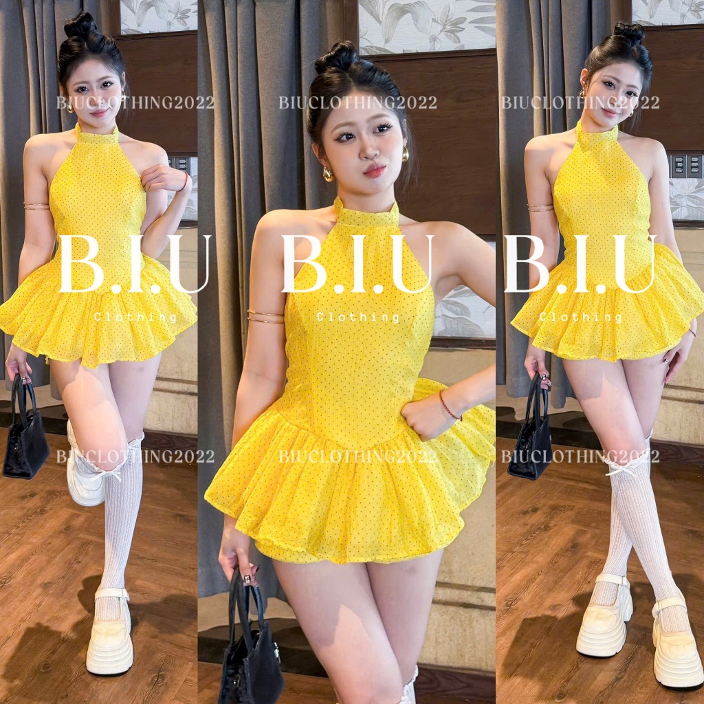 Set áo yếm hở lưng chiết eo tà xòe kèm quần bí sexy mùa hè Erma Set Biu Clothing BB0561 | BigBuy360 - bigbuy360.vn