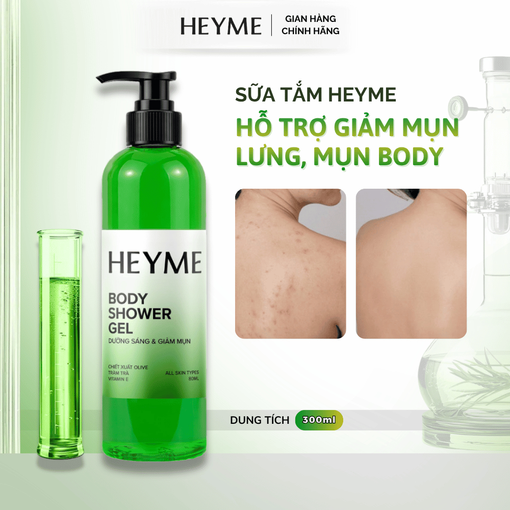 Sữa tắm hỗ trợ giảm mụn lưng, hỗ trợ mờ thâm mụn HEYME 300ML