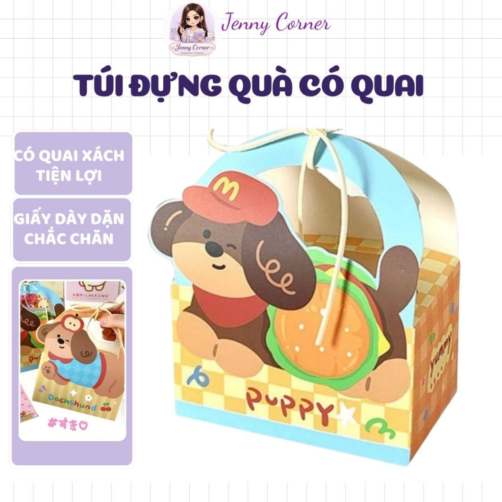 Túi Quà Hộp Quà Hình Cún Puppy Có Dây Cột Nơ Tiện Lợi, Dễ thương-Jenny Corner Shop