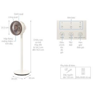 Quạt tuần hoàn Sharp PJ-CD227V-W - Điều khiển Giọng Nói Tiếng Việt, Động cơ DC Inverter, Khay tinh dầu thơm - Chính hãng