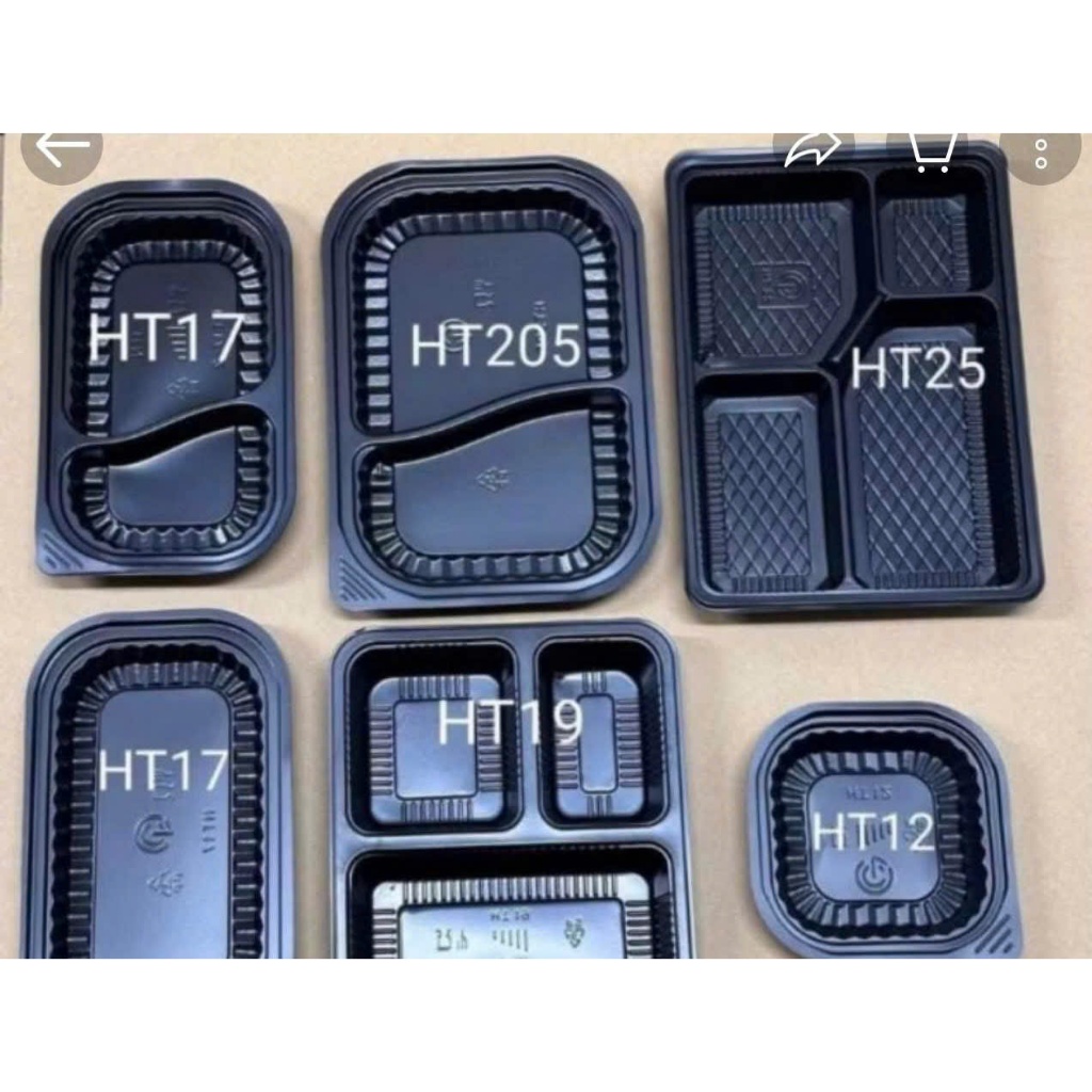 Sỉ 200 cái hộp nhựa HT17 HT12 Ht203 HT205 khay cơm 3 ngăn 4 ngăn kèm nắp chịu nhiệt