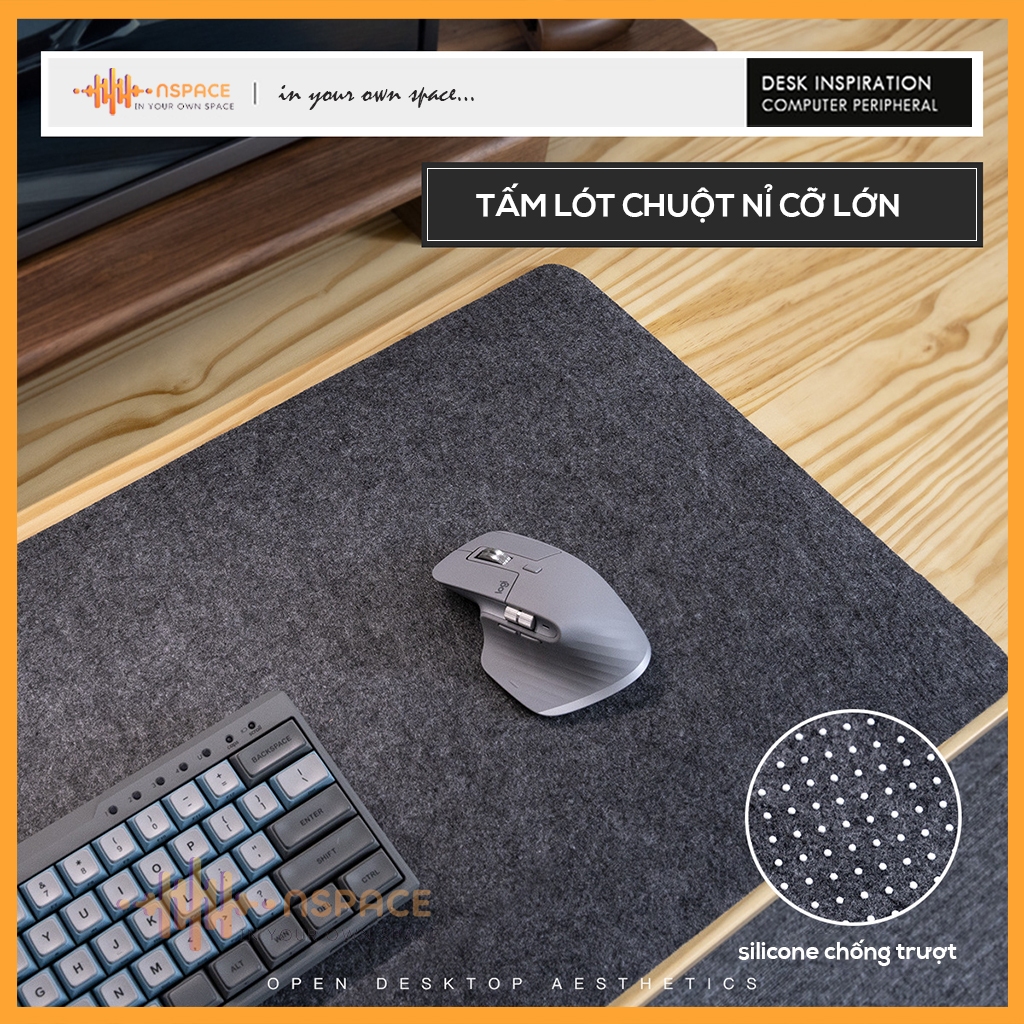Miếng Lót Chuột Cỡ Lớn, Tấm Lót Chuột Nỉ Trải Bàn Làm Việc Decor 120x60, 100x50, 90x40, 80x30 - Pad 