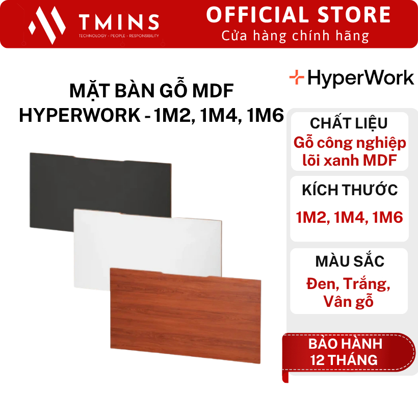 Mặt bàn gỗ MDF HyperWork - 1m2, 1m4, 1m6