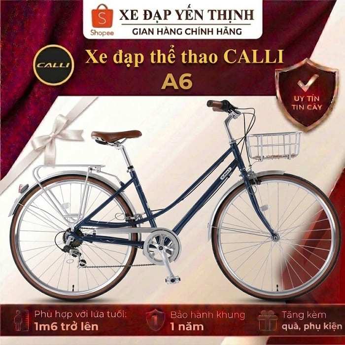 Xe đạp touring  Calli A6 dáng cổ điển (tặng đèn, dầu xích, lục giác lắp xe)