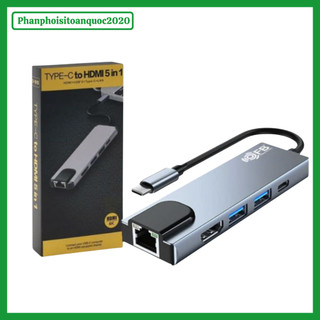 Cáp Chuyển Đổi Type-C Ra HDMI/2xUSB/Type-C/lLAN FB – Cáp 5 In 1 Cho PC, Macbook, Điện Thoại,...