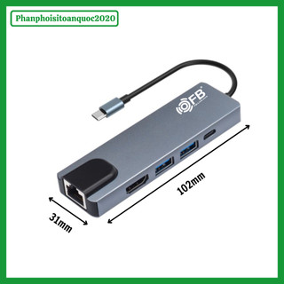 Cáp Chuyển Đổi Type-C Ra HDMI/2xUSB/Type-C/lLAN FB – Cáp 5 In 1 Cho PC, Macbook, Điện Thoại,...