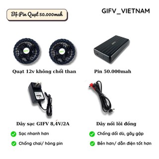 Phụ Kiện Pin Áo Điều Hòa GIFV ,Pin Sạc,Quạt,Dây Kết Nối,TƯƠNG THÍCH VỚI TẤT CẢ CÁC PIN CÓ ĐẦU DC 3.8mm