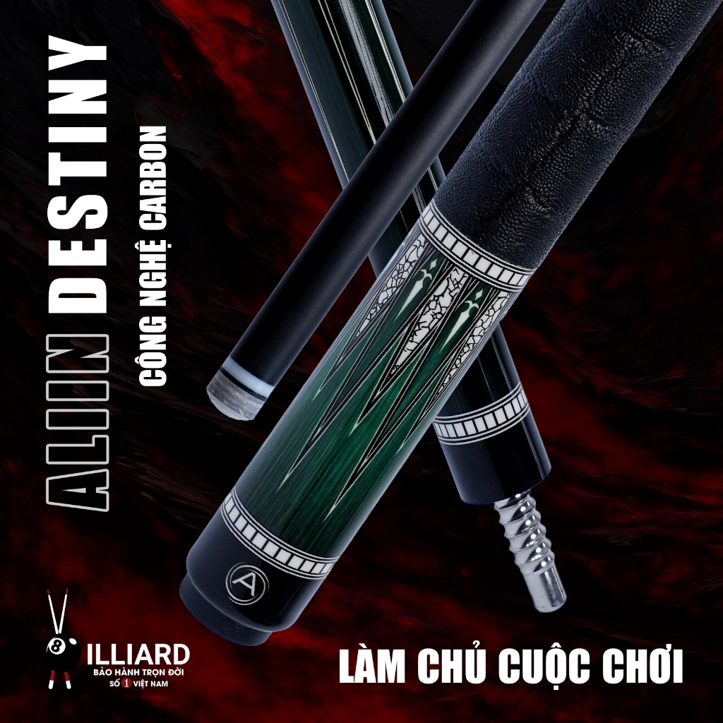 [BẢO HÀNH TRỌN ĐỜI] XBILLIARD Cơ Bida Carbon ALLIN DESTINY Ngọn A0 Full Carbon Công Nghệ Cứng Cáp Gi