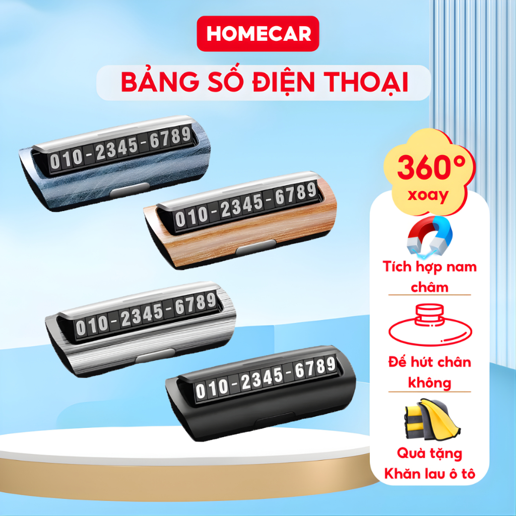 Bảng Số Điện Thoại Ô Tô Gắn Taplo Yumcho Ẩn Hiện Bảng Số Xe Hơi Mini Dạ Quang Vân Gỗ Vân Đá