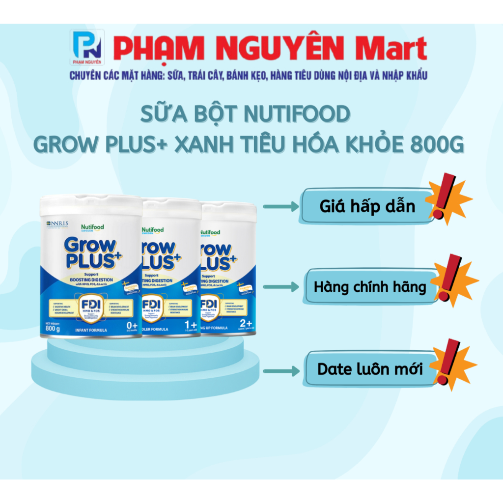 SỮA BỘT NUTIFOOD GROW PLUS+ XANH - TIÊU HÓA KHỎE 800G