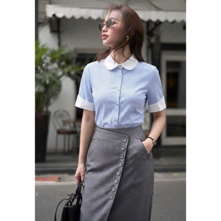 Áo sơ mi cổ sen cộc tay