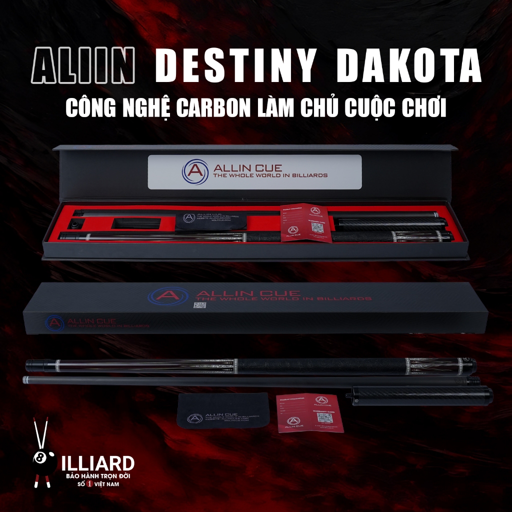 [BẢO HÀNH TRỌN ĐỜI] XBILLIARD Cơ Bida Carbon ALLIN DESTINY DAKOTA Ngọn A0 Full Carbon Công Nghệ Cứng