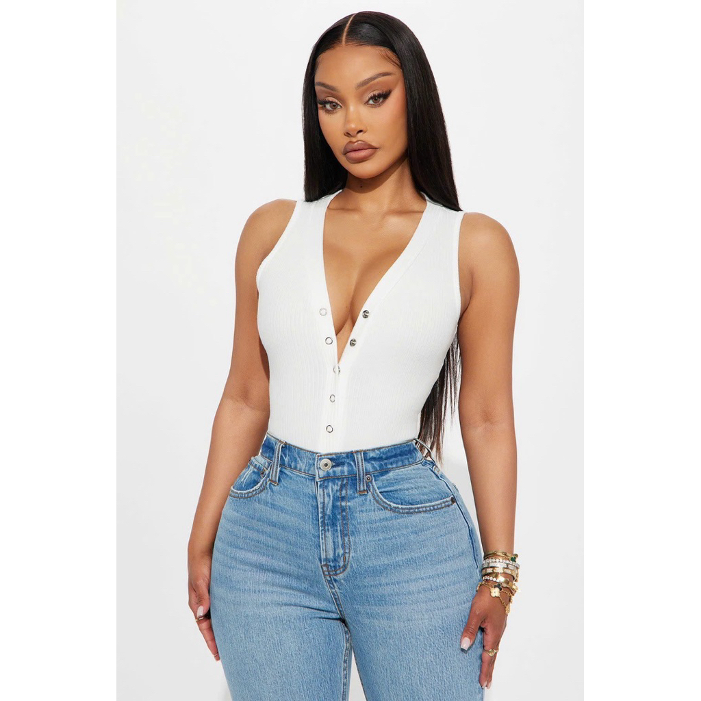 [Có Bigsize][Virusplussize] Bodysuit Fashion thun gân cổ V bigsize