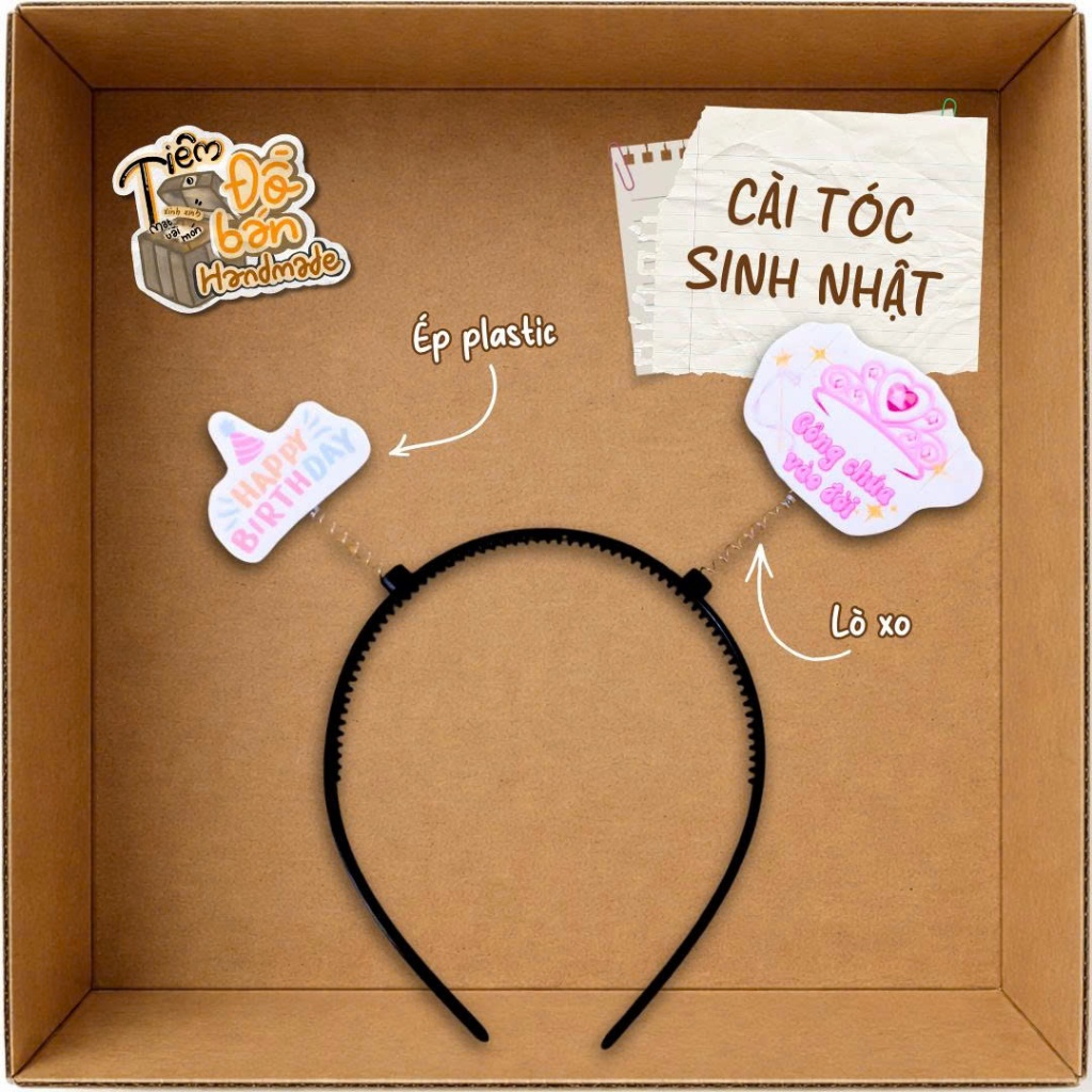 Cài tóc lò xo icon Sinh nhật siu cute