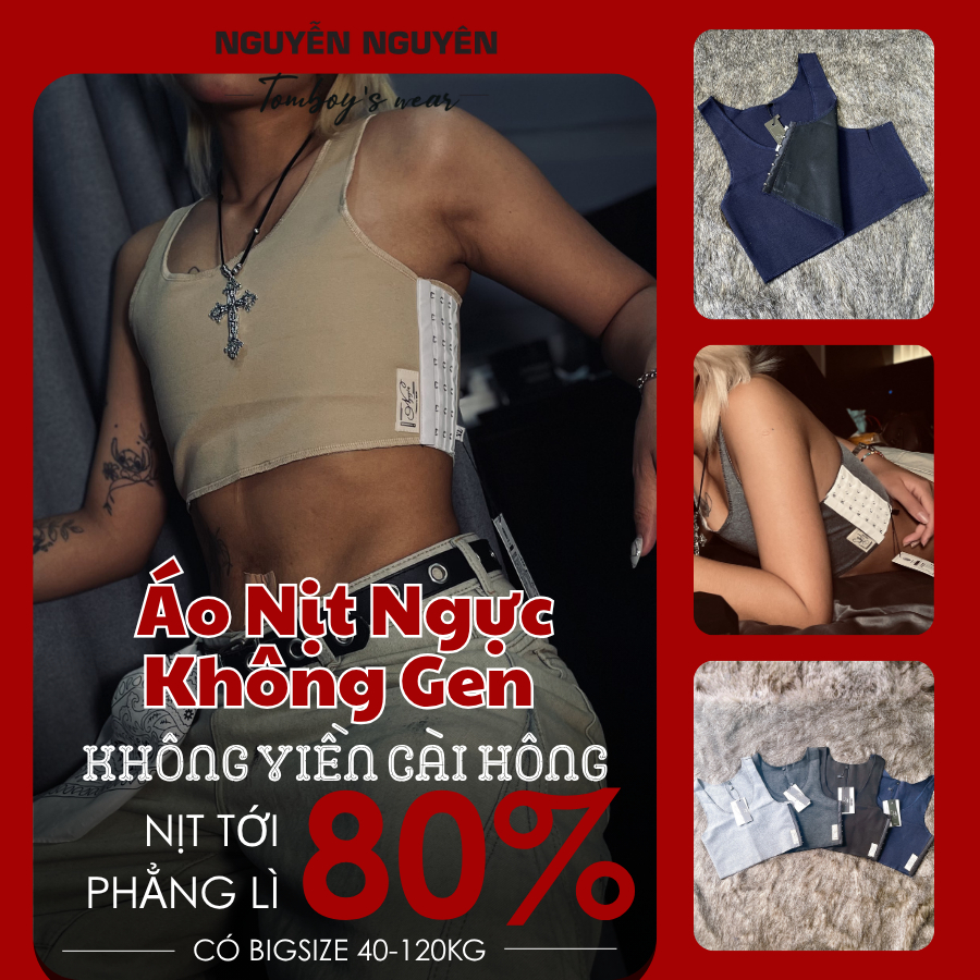 Áo Lót Nịt Bó Ngực Không Viền Không Gen Tomboy Thể Thao Gym Thun Trơn Ba Lỗ Nữ Bigsize Chống Sốc Khó