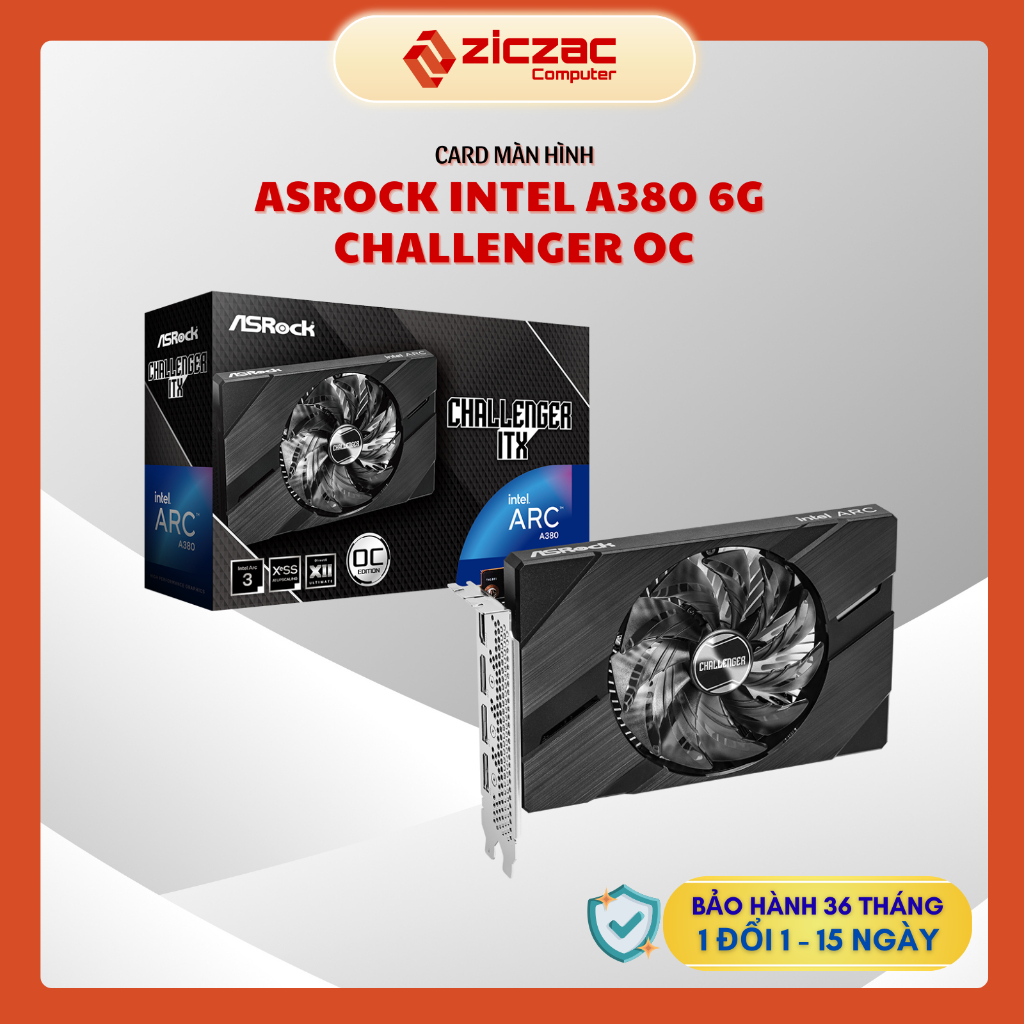 VGA ASRock Intel Arc A380 Challenger ITX OC 6GB GDDR6 | Nhỏ gọn – Hỗ trợ AV1 – Gaming & Streaming