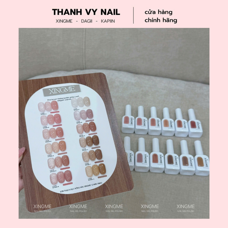 Sơn thạch đục 12 màu hồng nâu XINGME kèm bảng màu