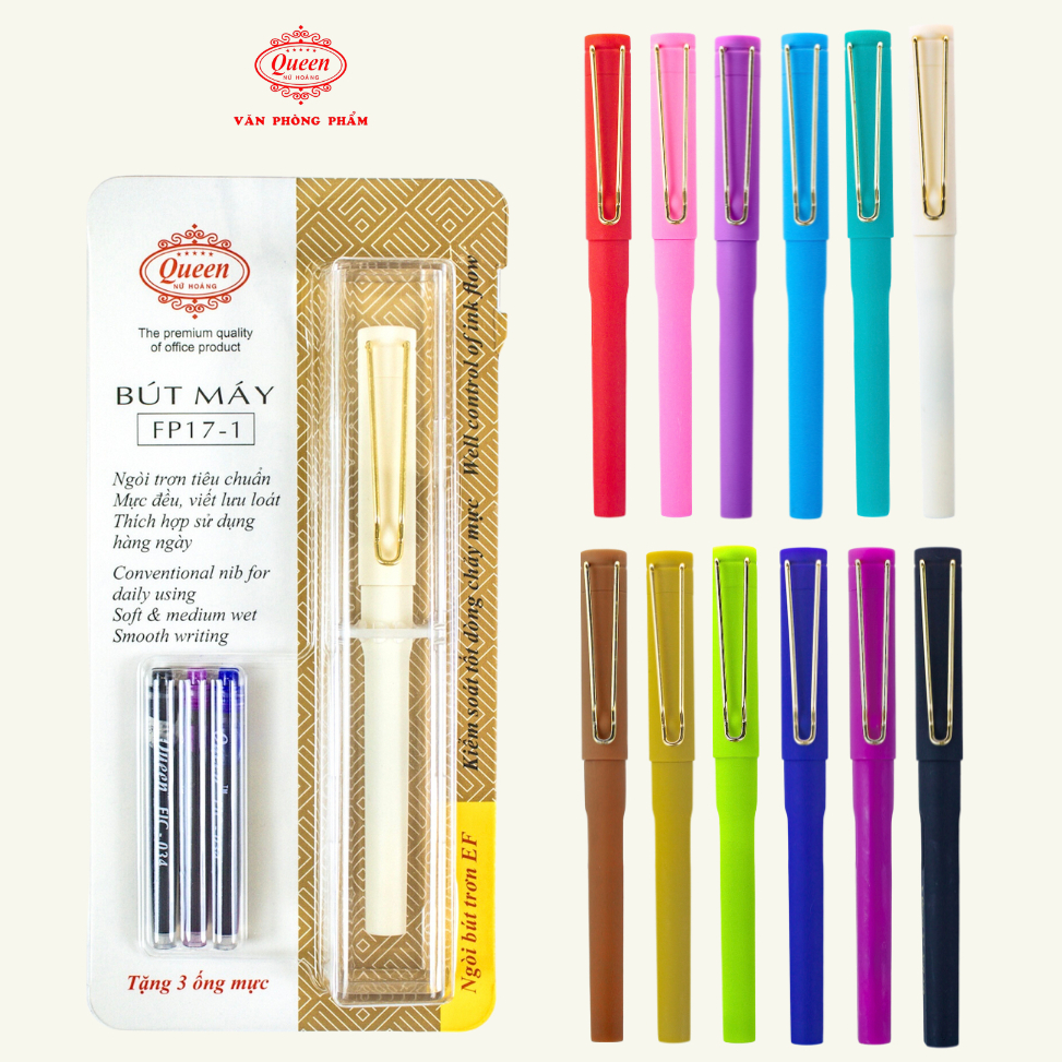 Bút Máy Queen FP17-1 Ngòi Trơn EF 0.38mm – Viết Êm Nét Nhỏ, Dễ Luyện Chữ