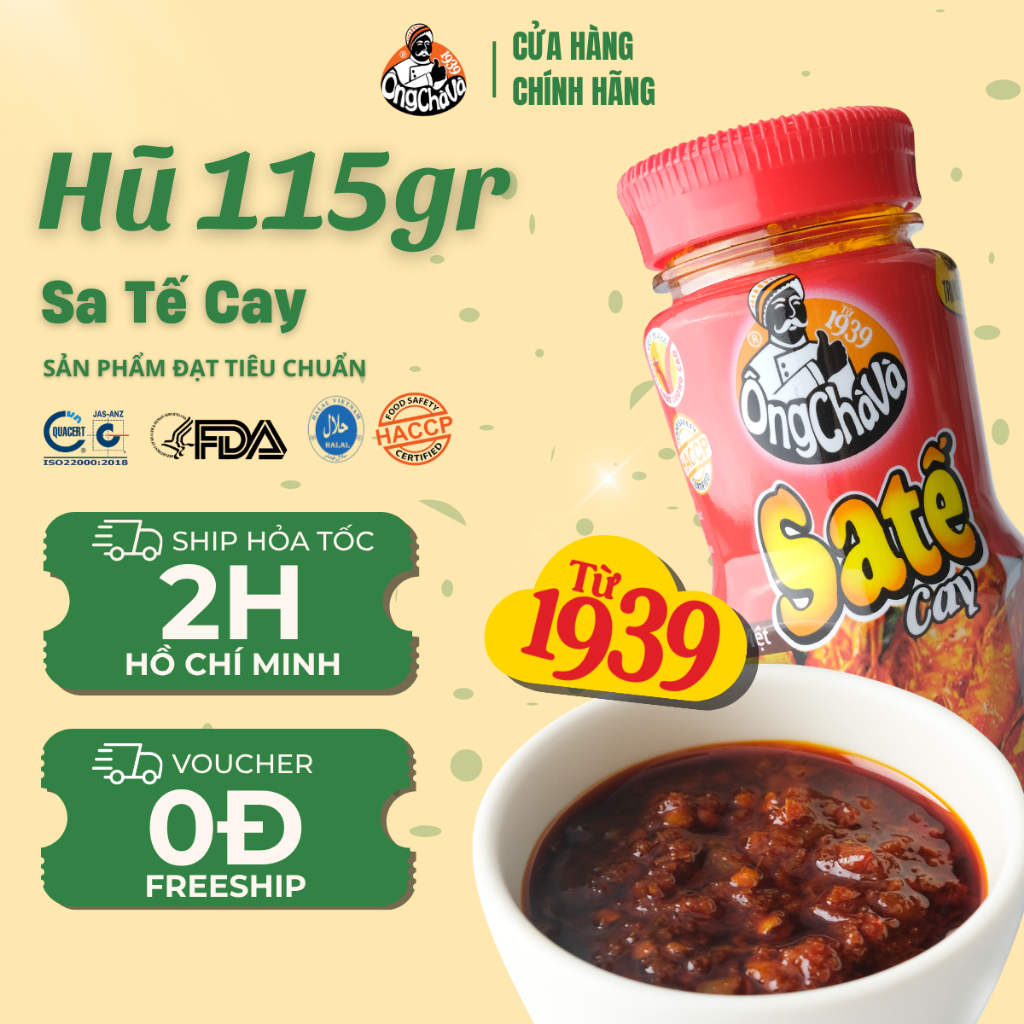 Combo 4 Loại Sa Tế Ông Chà Và (Sa Tế 115g + Sa Tế Siêu Cay 90g + Sa Tế Tôm 90g + Sa Tế Chay 90g)