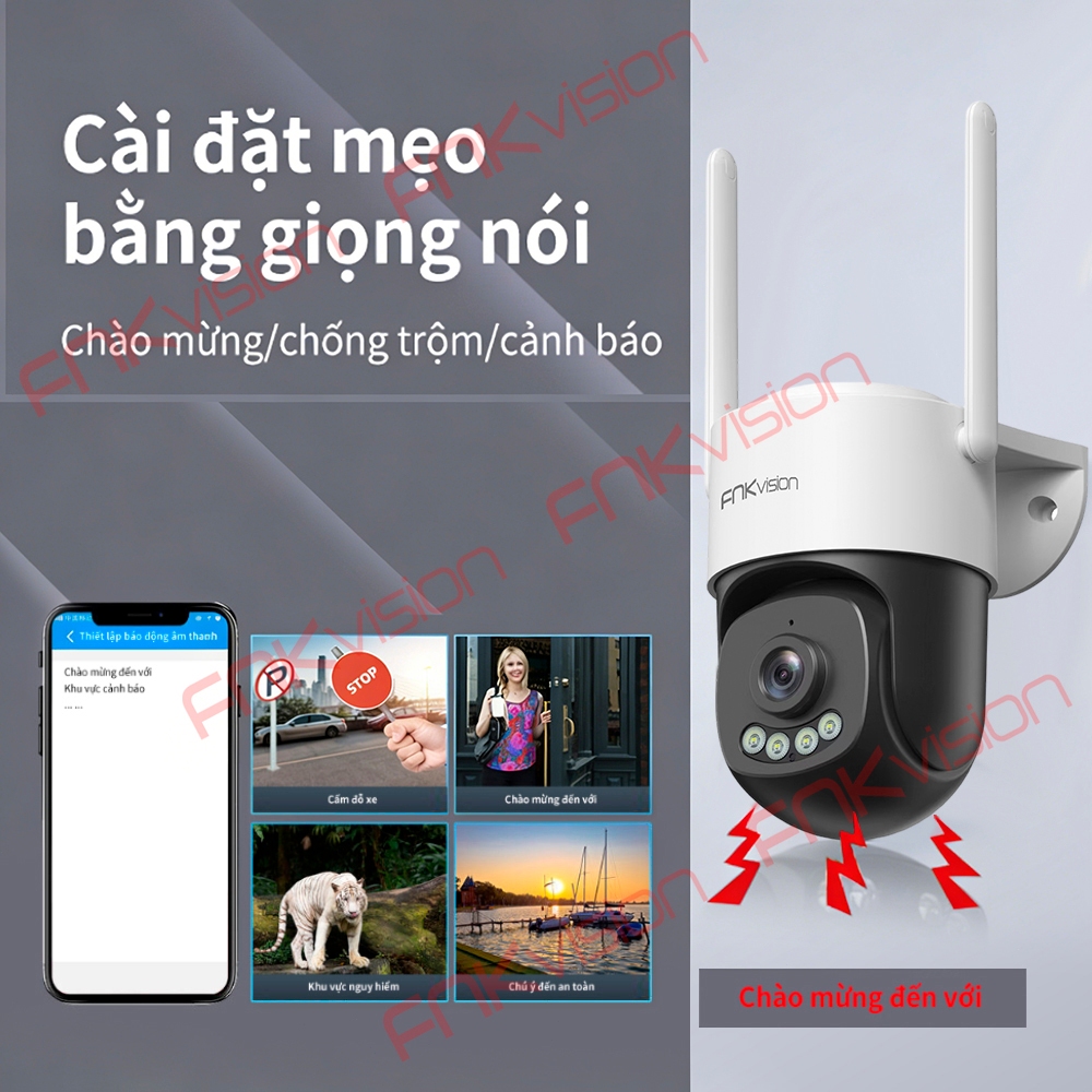 Camera PTZ mini outdoor Fnkvision 6.0MP Yoosee - đêm có màu - đàm thoại 2 chiều - BH 12 tháng | BigBuy360 - bigbuy360.vn