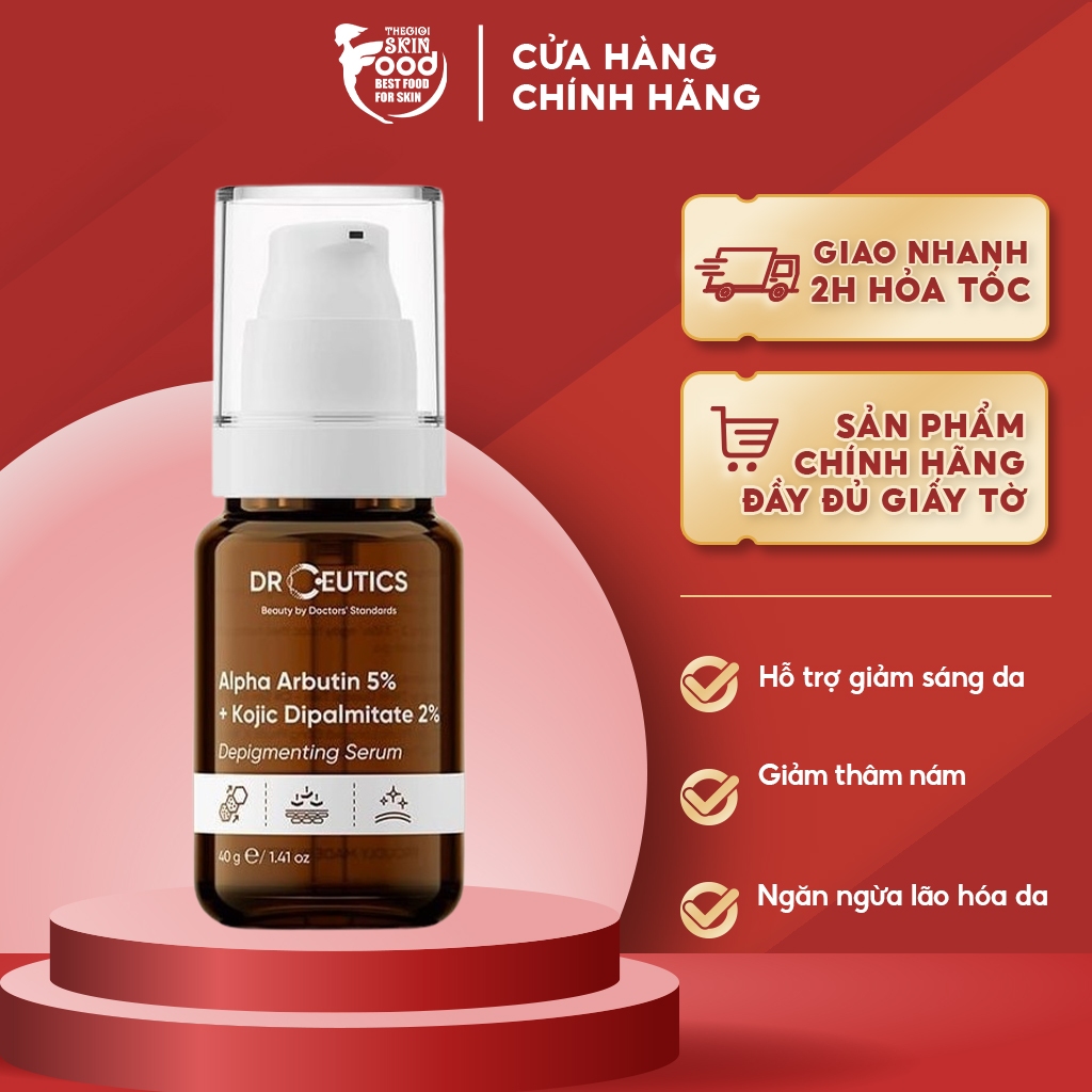 Serum Hỗ Trợ Làm Sáng Da, Giảm Thâm Nám Drceutics Alpha Arbutin 5% + Kojic Dipalmitate 2% Depigmenti