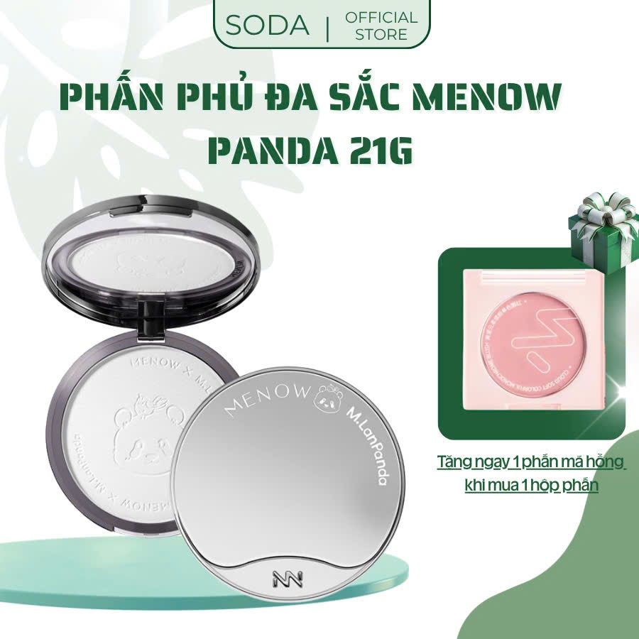 Phấn phủ MENOW PANDA gấu trúc khổng lồ kiềm dầu 21G, giữ tone vượt trội MENOW PANDA Velvet Mist Comp