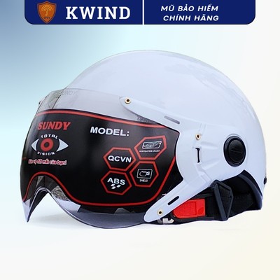 Mũ bảo hiểm 1/2 đầu có kính, chính hãng SUNDY, Freesize 55-58cm, an toàn, phù hợp nam nữ
