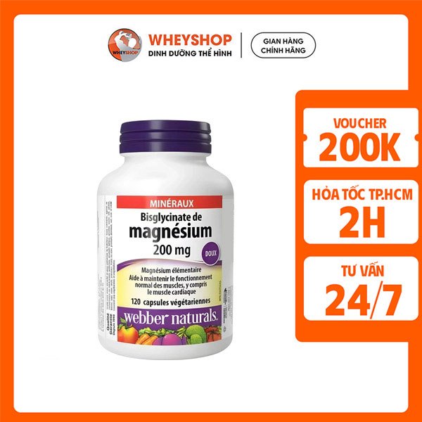 Viên uống bổ sung khoáng chất Magnesium Bisglycinate 200mg ( 120 viên ) - WHEYSHOP