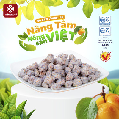 Ô mai (xí muội) mơ cay mặn ngọt Hồng Lam dạng hộp và gói. Có vị cay, mặn, ngọt chua