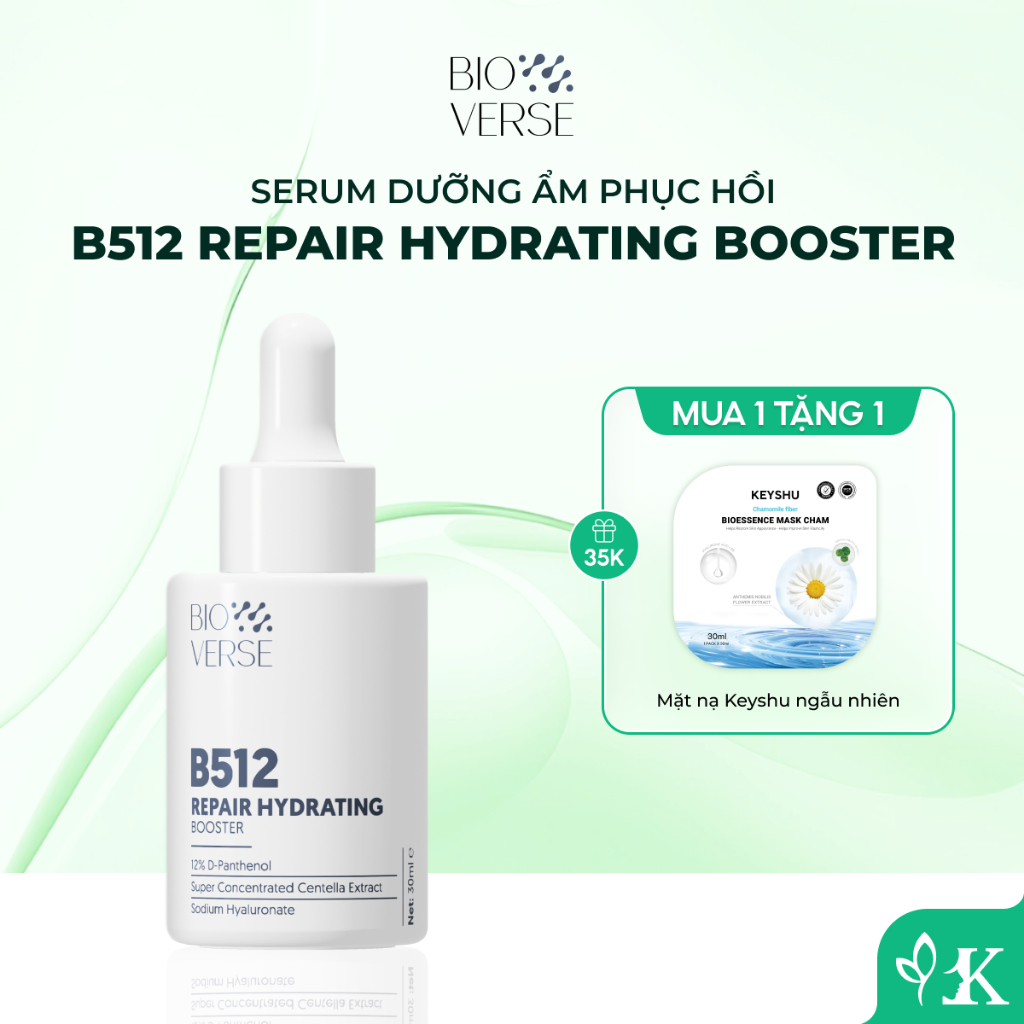 Serum dưỡng ẩm phục hồi Bioverse B512 Repair Hydrating Booster làm dịu cho da căng bóng 30ml