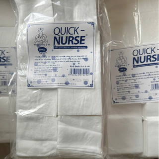 Bông Gòn Cắt Quick Nurse 6x6cm - Bông Miếng Y Tế Cắt Sẵn Túi 500gr
