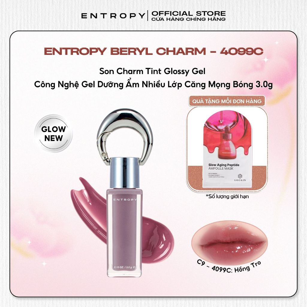 ENTROPY Beryl Charm- 4099C Son Charm Tint Glossy Gel Công Nghệ Gel Dưỡng Ẩm Nhiều Lớp Căng Mọng Bóng