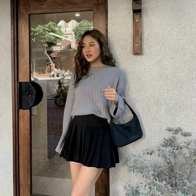Chân váy xếp ly lưng cao chất co giãn lót quần thời trang Callene (XK812)