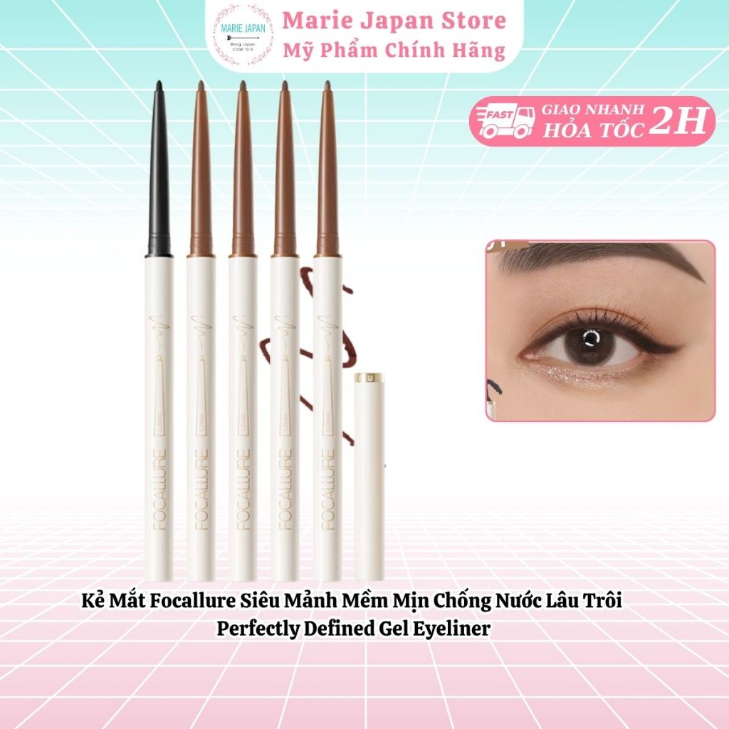 Kẻ Mắt Focallure Siêu Mảnh Mềm Mịn Chống Nước Lâu Trôi  Perfectly Defined Gel Eyeliner - Marie Japan