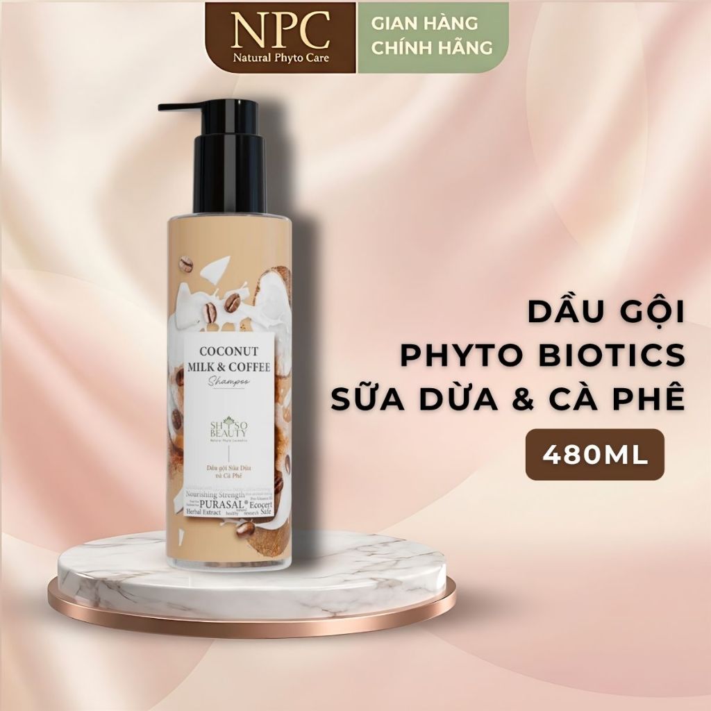 Dầu Gội SHSO Beauty Phyto Biotic Coconut Milk & Coffee Phục Hồi Hư Tổn, Dưỡng Ẩm Tóc Mềm Mại, Chắc K