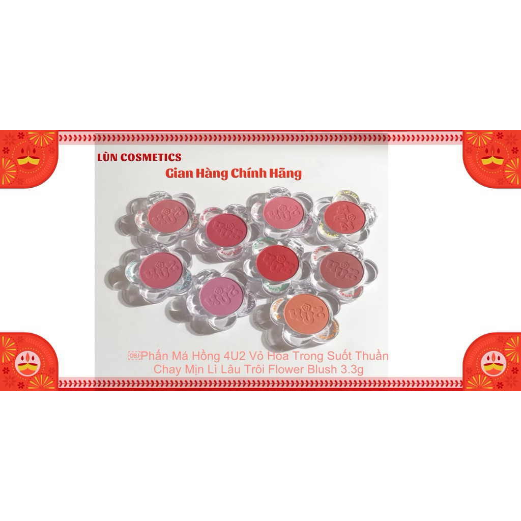 Phấn Má Hồng 4U2 Vỏ Hoa Trong Suốt Thuần Chay Mịn Lì Lâu Trôi Flower Blush 3.3g (1/2027) màu07