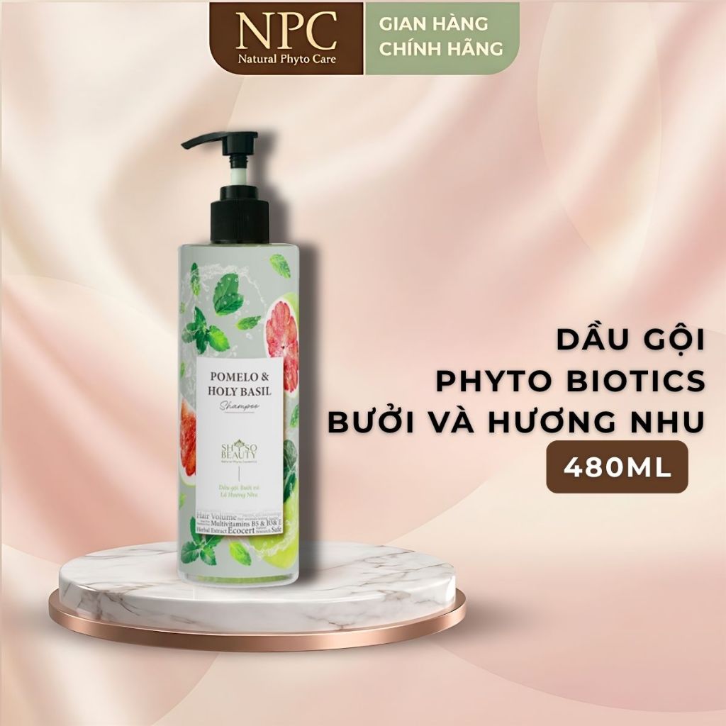 Dầu Gội Phyto Biotics Bưởi và Hương Nhu giúp giảm gãy rụng tóc - NPC PHAR