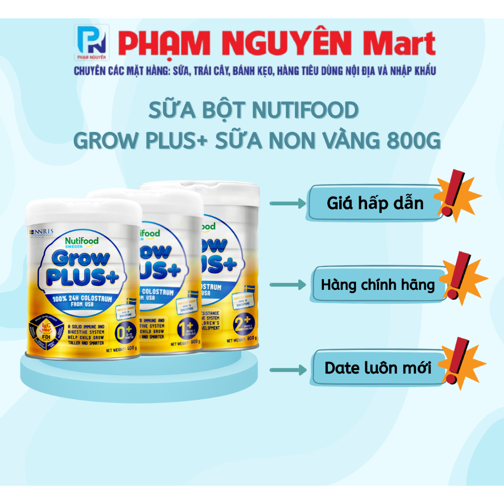 SỮA BỘT NUTIFOOD  GROW PLUS+ SỮA NON VÀNG 800G