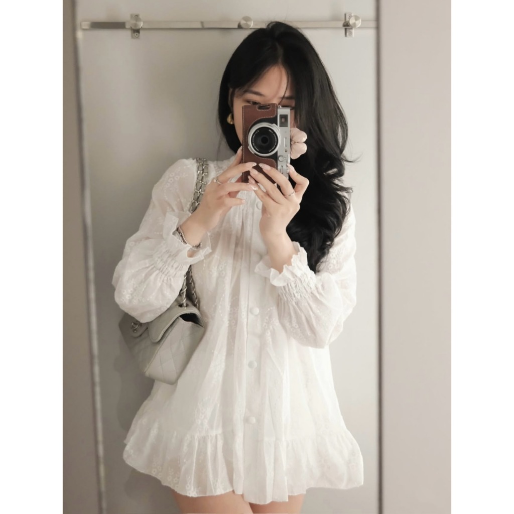 ÁO SƠ MI THÔ BOI CỔ CHUN CÚC BỌC TAY CHUN XÒE BỐNG ÁO BABYDOLL DÀI TAY THÔ HOA - DÀNH CHO NỮ | BigBuy360 - bigbuy360.vn