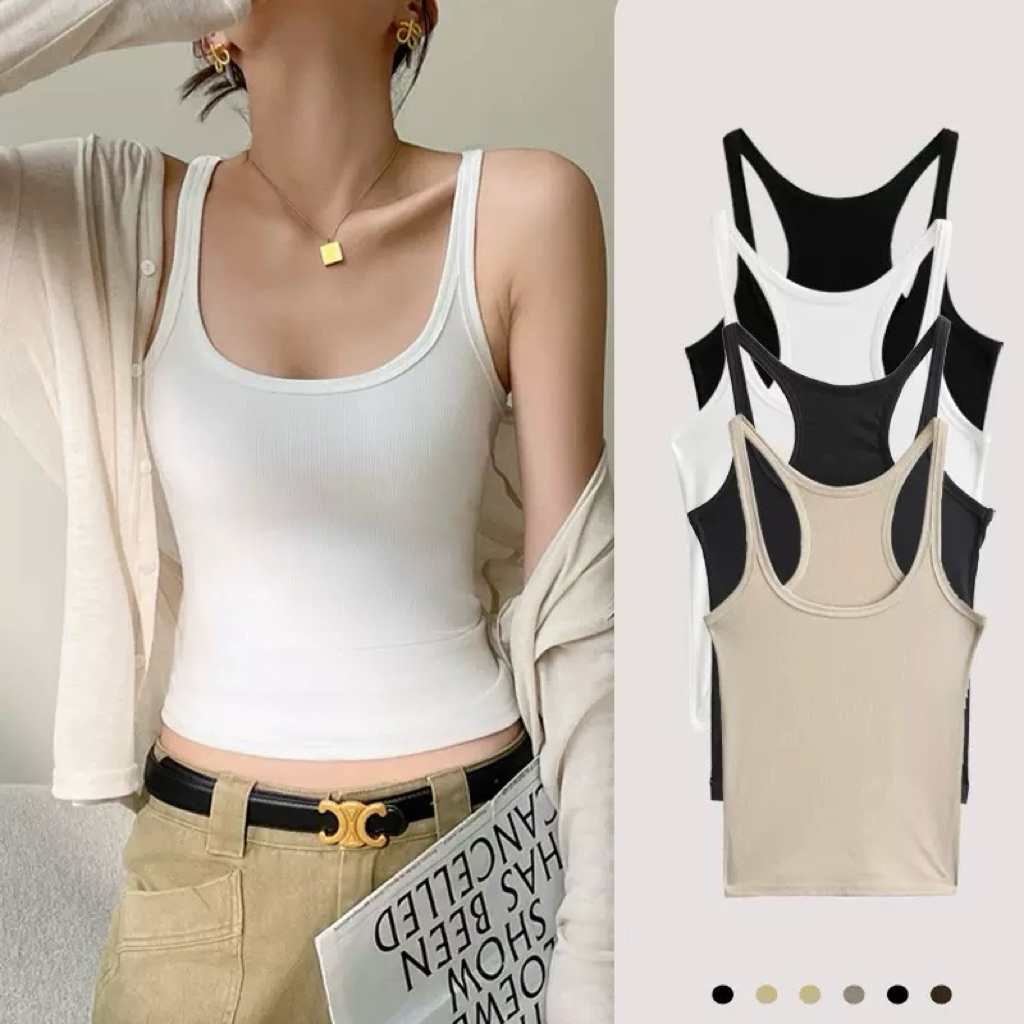 (Aheun studio) Áo ba lỗ dây mỏng nữ thun gân co giãn 2 dây basic