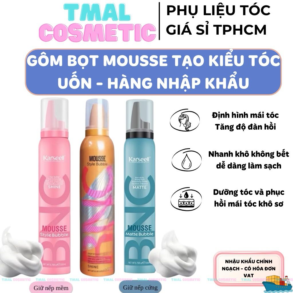 Gel Bọt tạo kiểu tóc, Karseell BNC mousse bọt giữ nếp xoăn hippie, xoăn xù mì, xoăn lơi Karseell 200