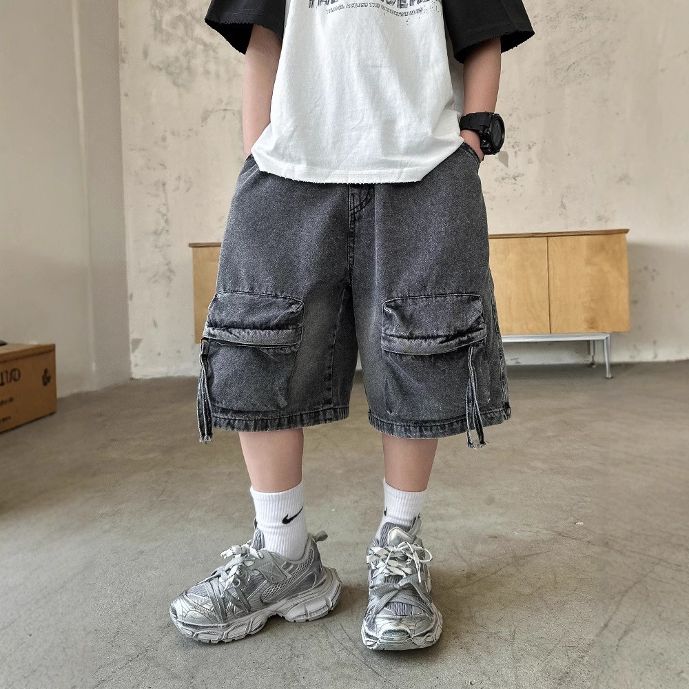 TI2 quần short jean bé trai size đại cao cấp size130-170 25-45kg quần túi hộp quần bò bé trai lớn ki