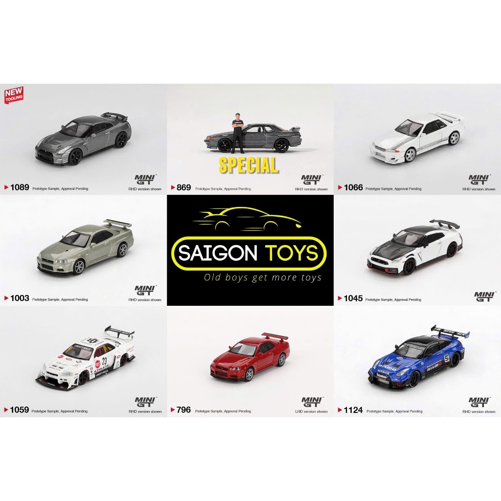 Saigontoys - MiniGT Nissan GTR R32 R34 R35 các loại - Xe mô hình tỷ lệ 1:64 hãng Mini GT