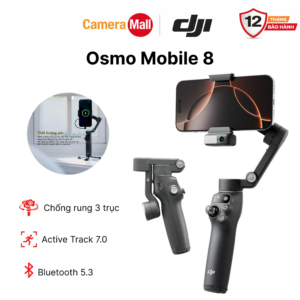 DJI Osmo Mobile 8 (OM 8) Gimbal Chống Rung Điện Thoại Chính Hãng BH 12 Tháng | Tracking AI | Quay Vl