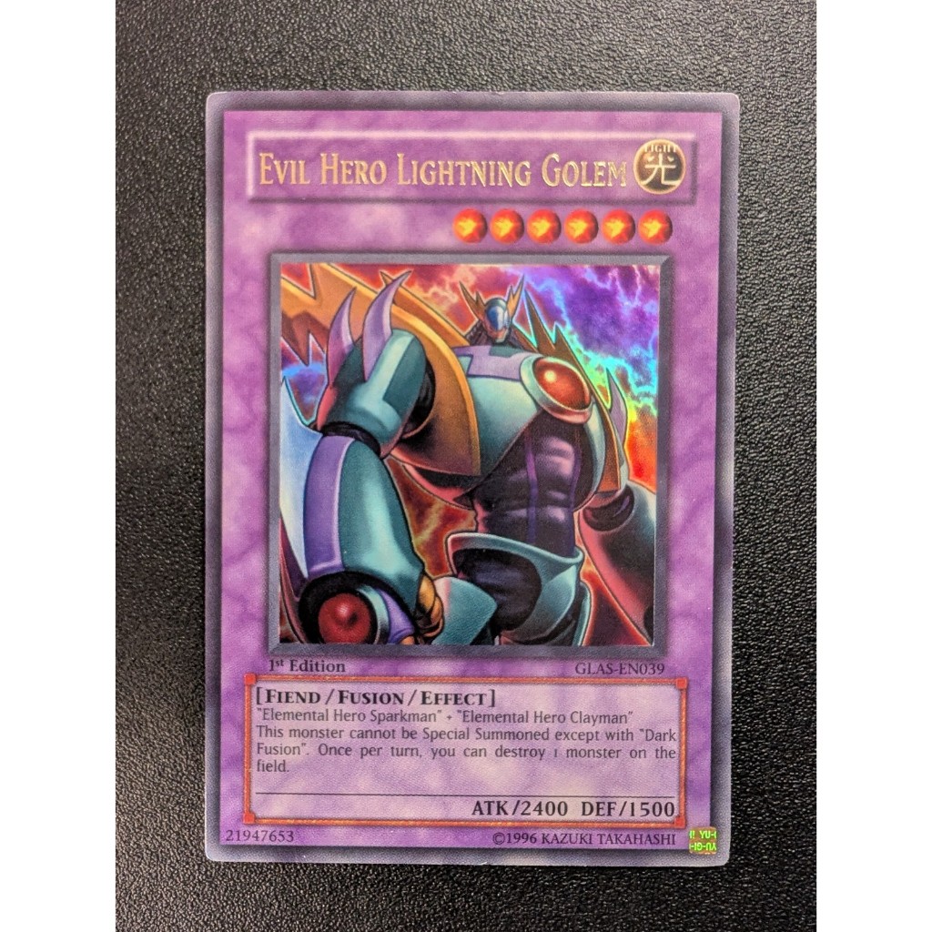 2007 1st mã đầu GLAS Ultra Rare Lá bài thẻ Evil Hero Lightning Golem - Tặng bọc nhựa FUSION