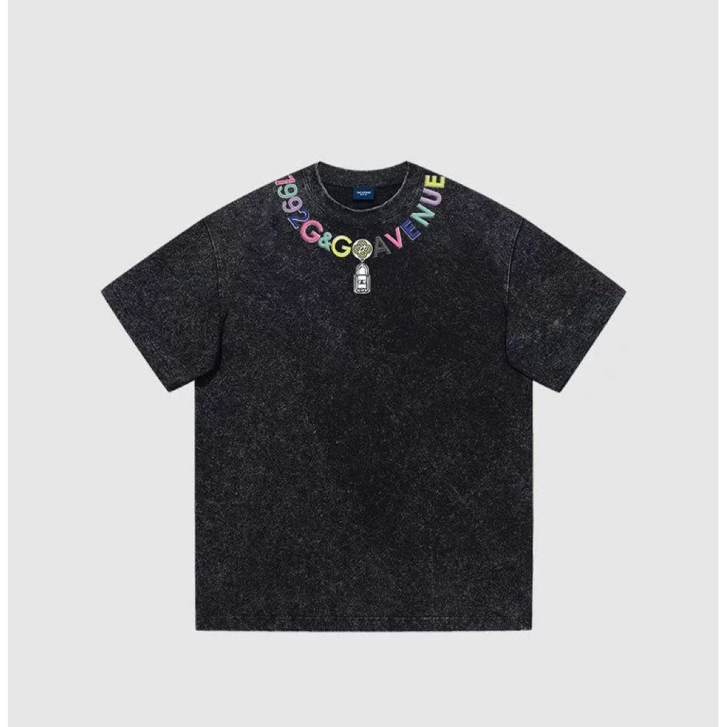 Áo Thun Nam H2 Studio Wash Vintage – In Cổ Cá Tính, Form Rộng Unisex, Phong Cách Âu Mỹ 2026