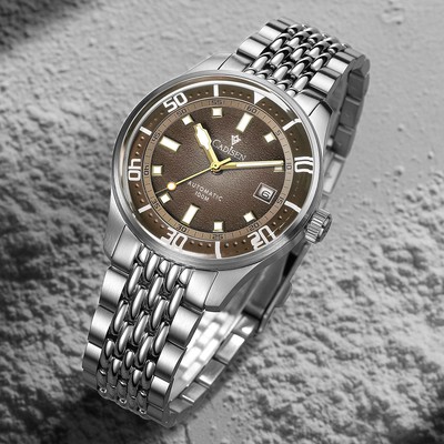 Đồng hồ nam chính hãng Cadisen C8244G-T3 kính sapphire,chống nước 100m,Bh 24 tháng,máy cơ,mặt đen dây thép xịn