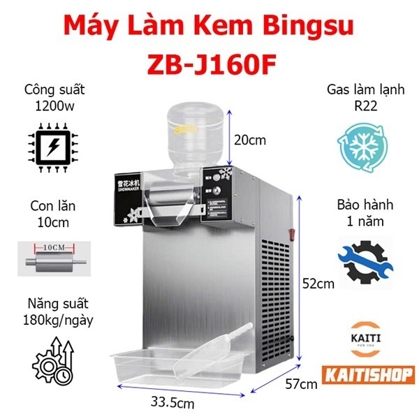 Máy Làm Kem BingSu 1200w, Máy Làm Kem Tuyết 1200W, ZB_XBJ160F